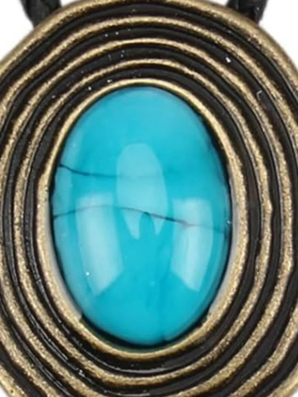 Necklace Bolo Tie Rodeo Cowboy Leather Necktie Western Wear Gold w Turquoise